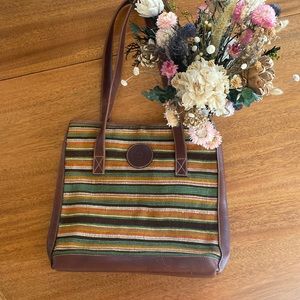 Born Earth Tone Colored Strip Knit Tote Bag